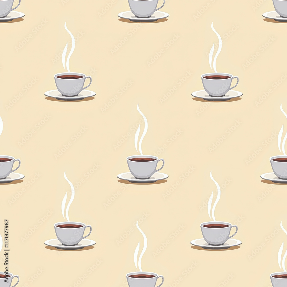 Obraz premium Seamless Coffee Cup Pattern Background - Minimalist design