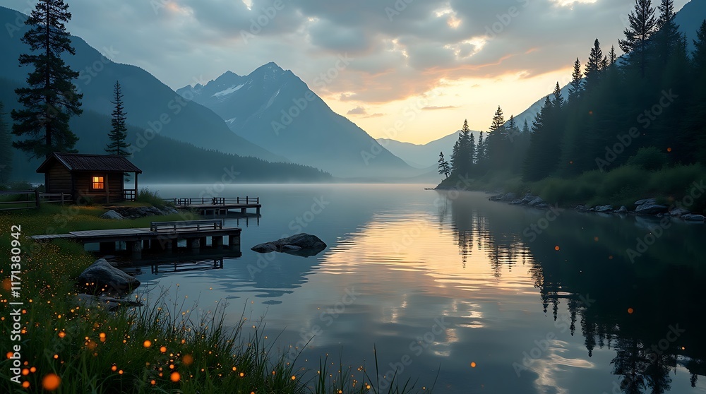 Naklejka premium lake in the morning .