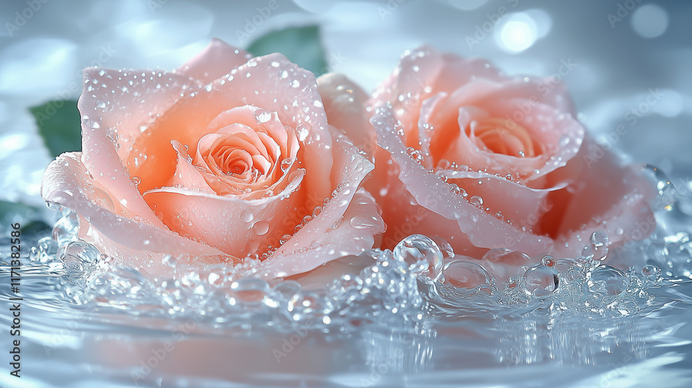 Fototapeta premium rose with water drops