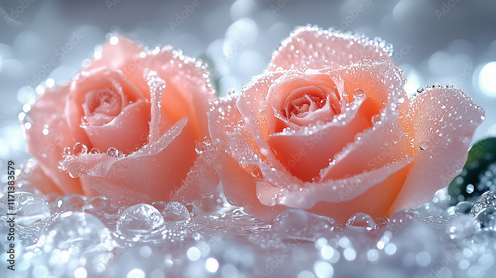 Fototapeta premium rose with water drops