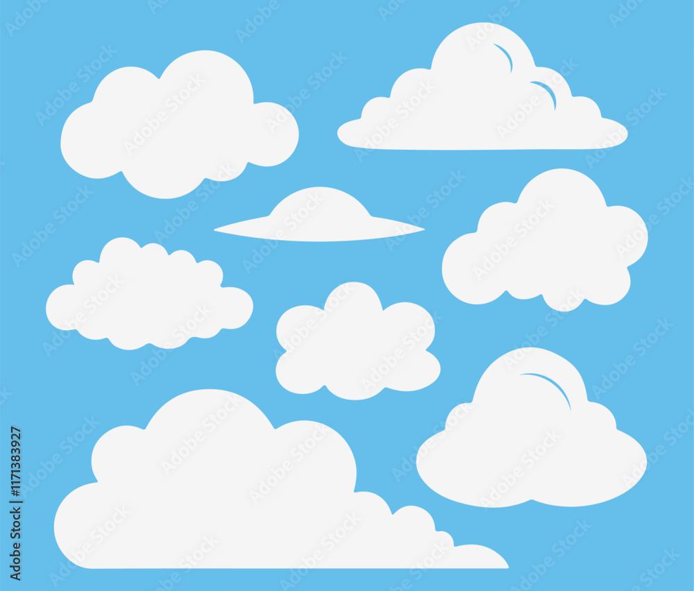 Cloud. Abstract white cloudy set isolated on blue background. Vector illustration Cloud. Abstract white cloudy set isolated on blue background. Vector illustration