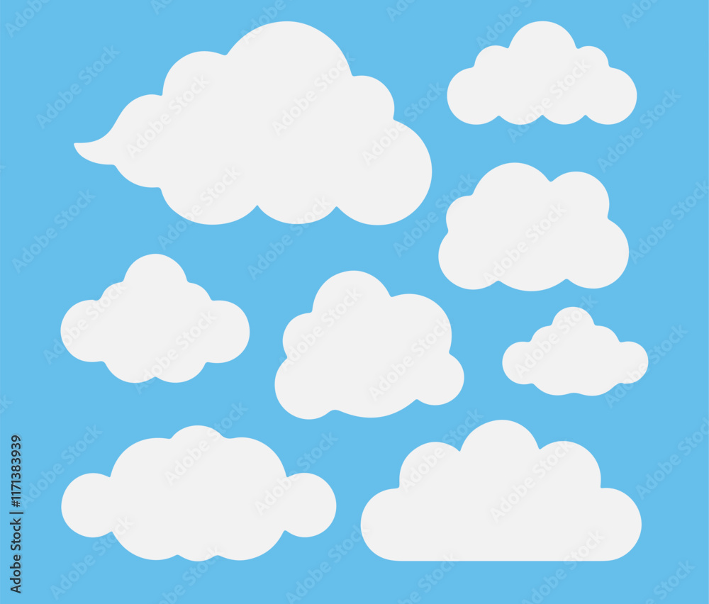 Cloud. Abstract white cloudy set isolated on blue background. Vector illustration Cloud. Abstract white cloudy set isolated on blue background. Vector illustration