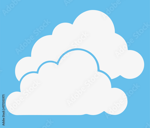 Cloud. Abstract white cloudy set isolated on blue background. Vector illustration