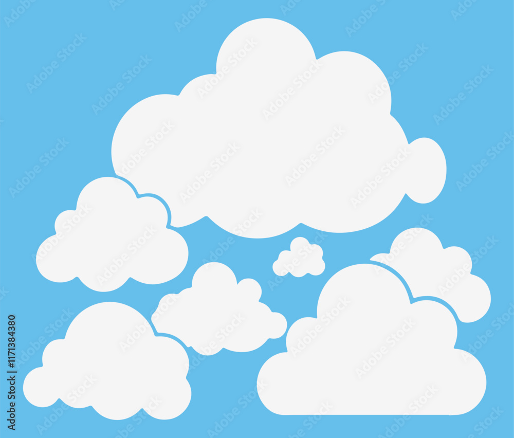 Cloud. Abstract white cloudy set isolated on blue background. Vector illustration Cloud. Abstract white cloudy set isolated on blue background. Vector illustration