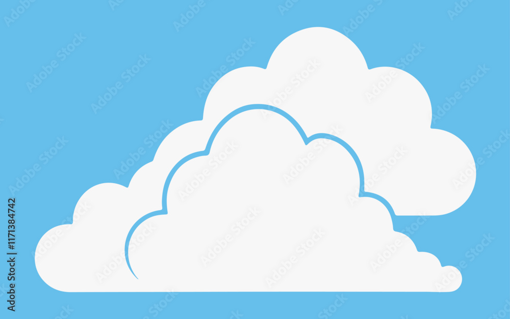 Cloud. Abstract white cloudy set isolated on blue background. Vector illustration