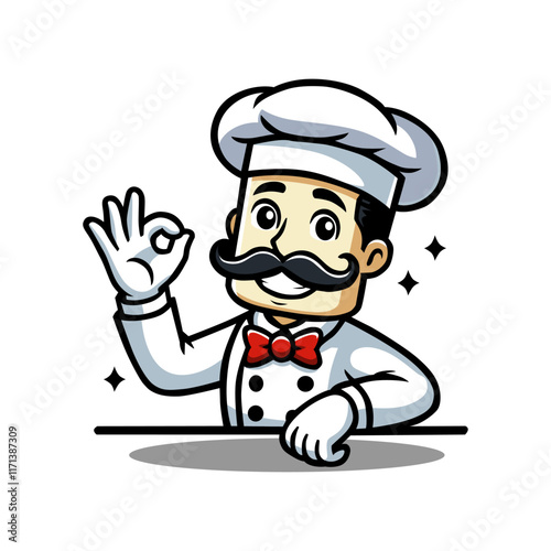 a cartoon of a chef with a mustache and a mustache.