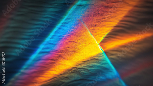 Colorful light rays creating a vibrant and abstract design on a textured surface