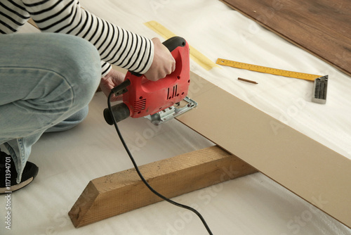 Quadro su tela Step by step of laminate flooring installation