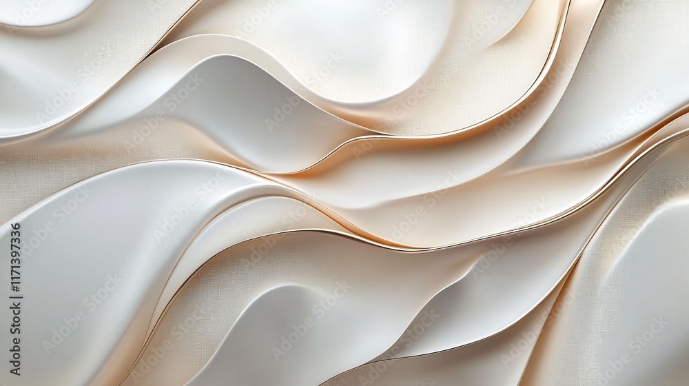 Obraz premium Abstract Beige and White Swirling Curves: A Study in Smooth, Elegant Textures