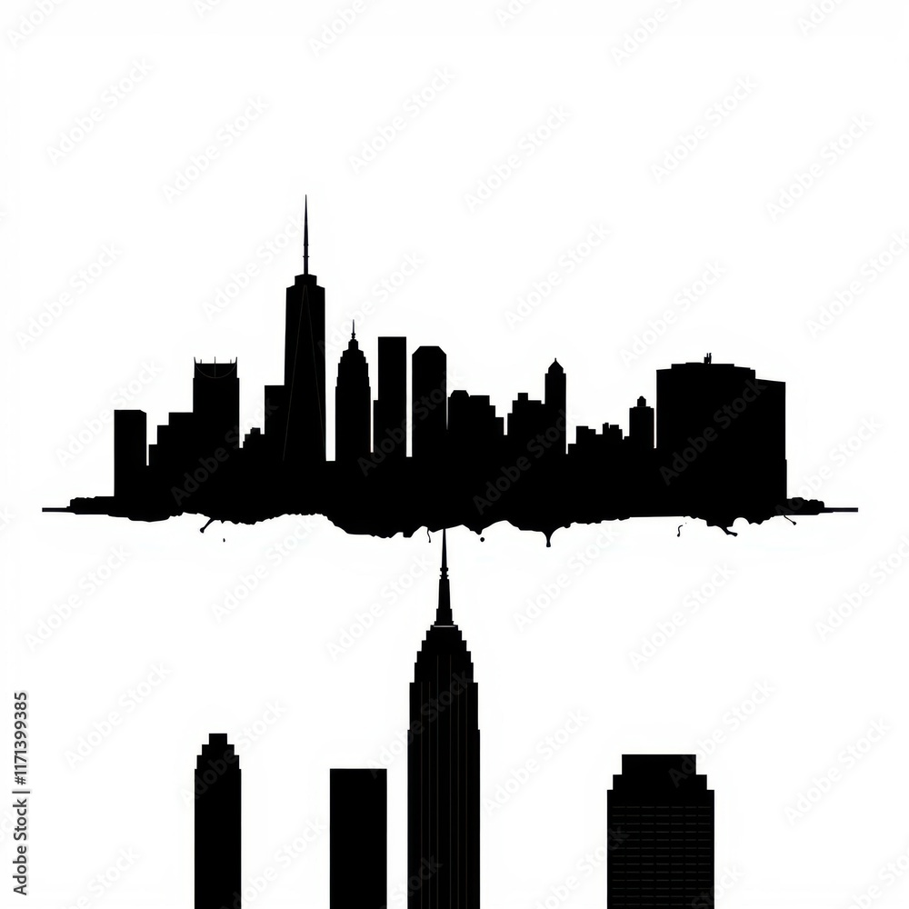 Obraz premium Colorful city skyline at dusk skyline silhouette 