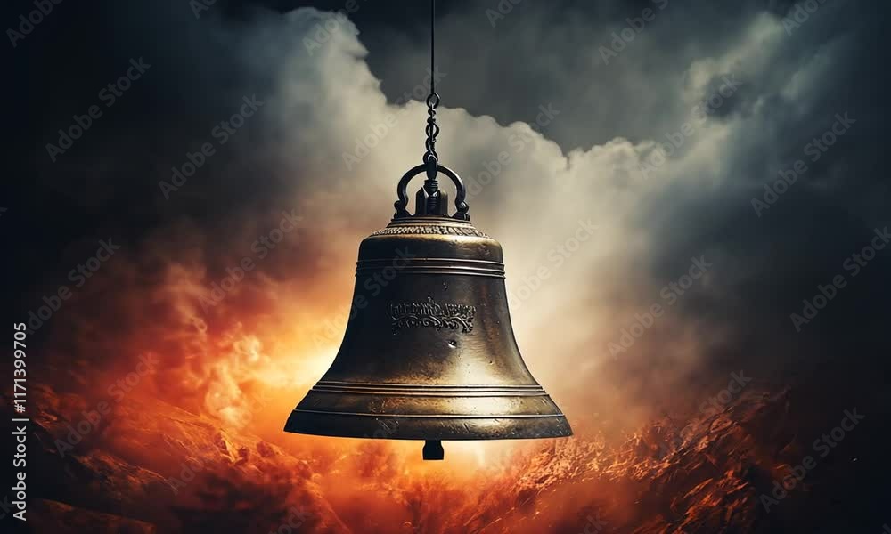 Gothic bell in stormy heavens