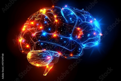 Wallpaper Mural A Digital Illustration of a Human Brain in Detailed and Vibrant Artistic Style Torontodigital.ca