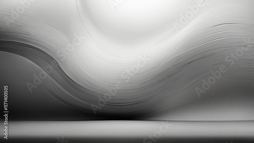 Gradient white monochrome background transitions smoothly from light to dark shades, creating subtle, harmonious blending effect. Abstract dark background with contrasting hues, adding depth and intri photo