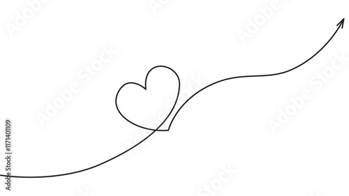 Continuous line drawing of a heart integrated eps 10 photo