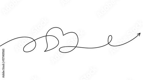 Continuous line drawing of a heart integrated eps 10 photo