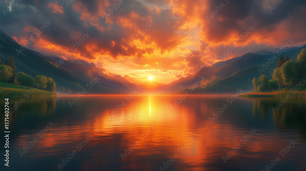 Fototapeta premium sunset in the mountains