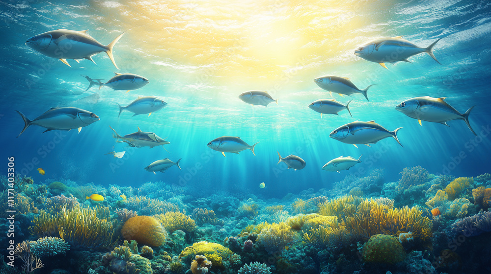 Fototapeta premium coral reef and fishes