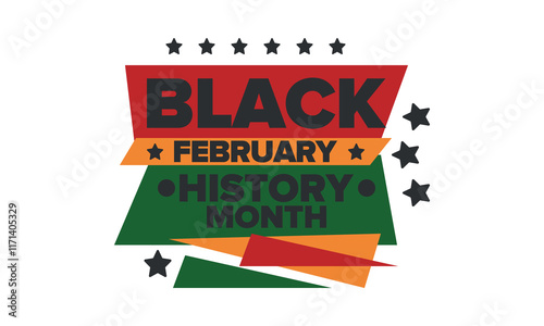 Black History Month 2025. African American History. Celebrated annual. February and October. Poster, card, banner, background. Vector illustration