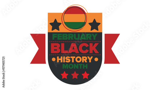 Black History Month 2025. African American History. Celebrated annual. February and October. Poster, card, banner, background. Vector illustration