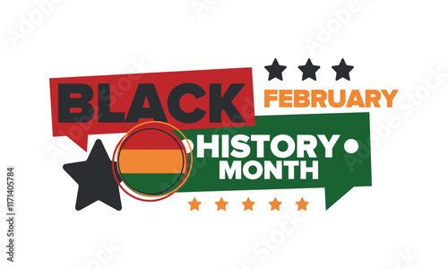 Black History Month 2025. African American History. Celebrated annual. February and October. Poster, card, banner, background. Vector illustration