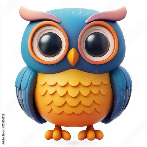 Adorable 3d Cartoon Owl Cute Baby Owl Illustration photo