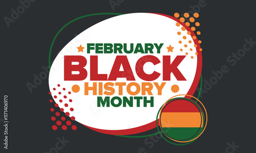 Black History Month 2025. African American History. Celebrated annual. February and October. Poster, card, banner, background. Vector illustration