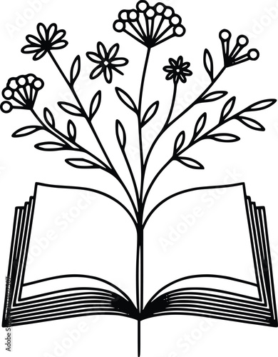 Floral book svg, Wild floral book svg