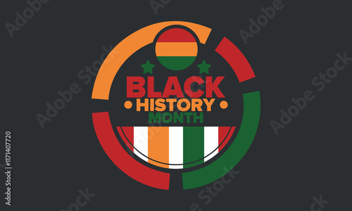 Black History Month 2025. African American History. Celebrated annual. February and October. Poster, card, banner, background. Vector illustration