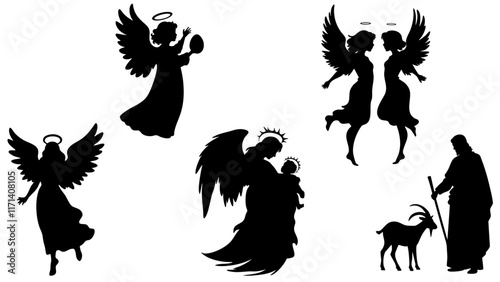 Stylish silhouettes set of Easter