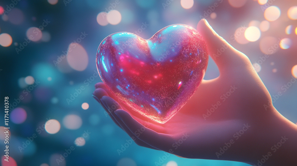 Heart-shaped crystal held by a hand symbolizes love on Proposal Day Heart-shaped crystal held by a hand symbolizes love on Proposal Day