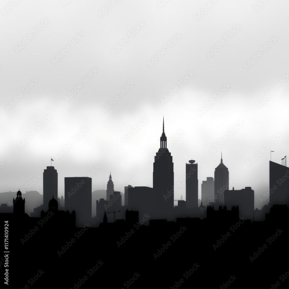 Fototapeta premium Simplified urban skyline backdrop in abstract style skyline silhouette 