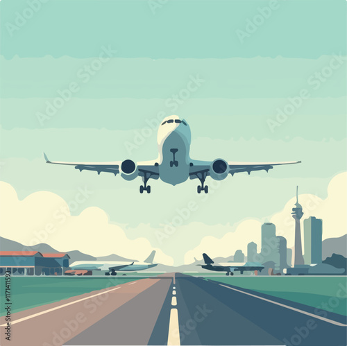 Plane landing vector design, Plane Illustration vector design
