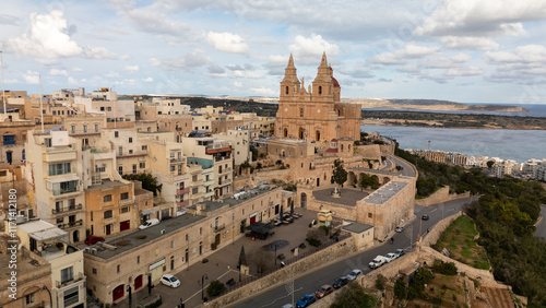 Aerial footage in Malta during winter holidays.