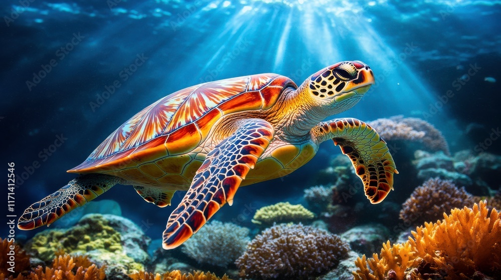 Fototapeta premium Close-Up of Sea Turtle in Natural Light