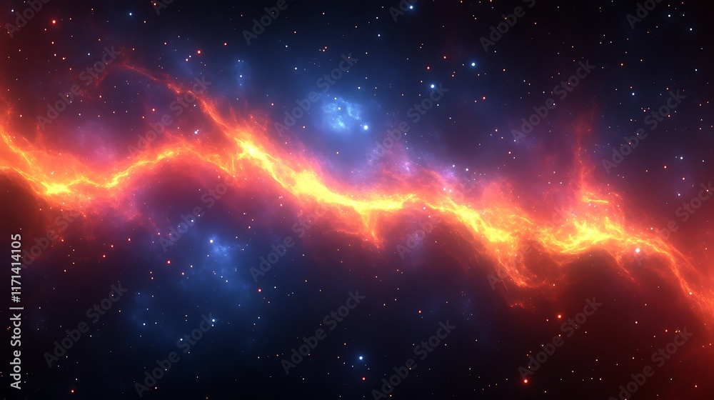 Fiery cosmic stream in nebula. Fiery cosmic stream in nebula.