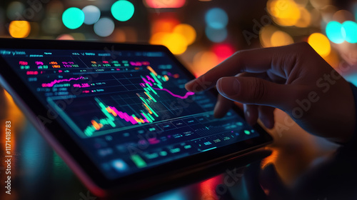 Digital Tablet Displaying Cryptocurrency and Fintech Innovations