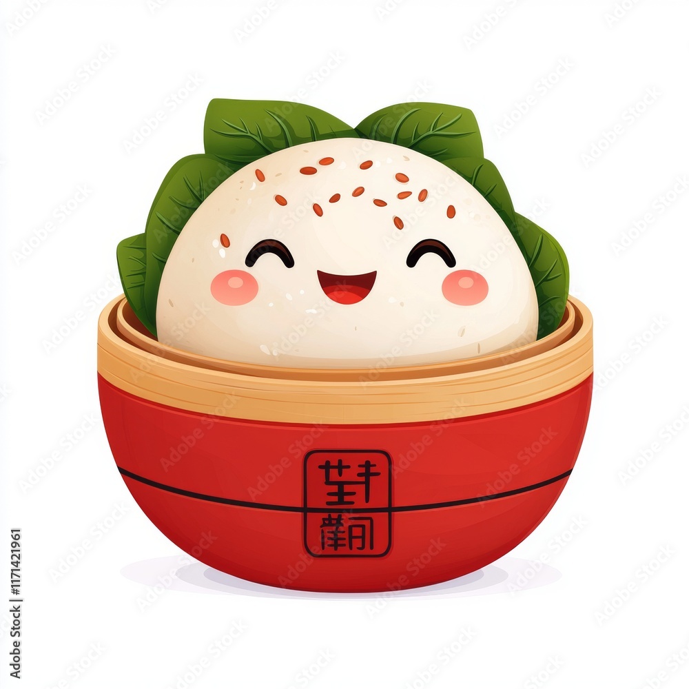 Joyful Baozi Character in Steamed Bun Design Joyful Baozi Character in Steamed Bun Design