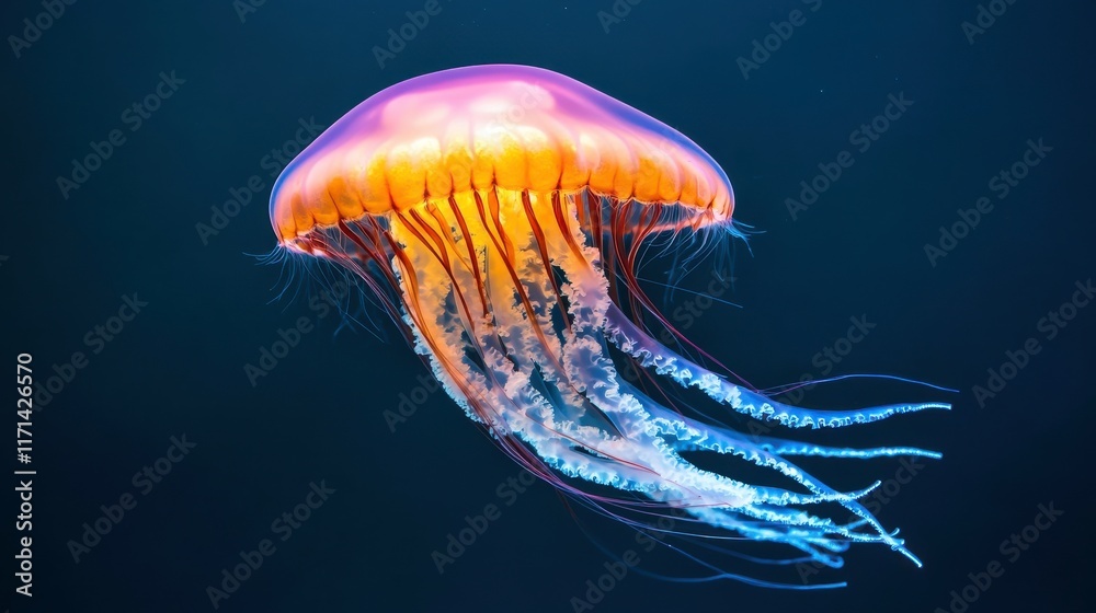 Fototapeta premium Ethereal Jellyfish in Vibrant Underwater Colors