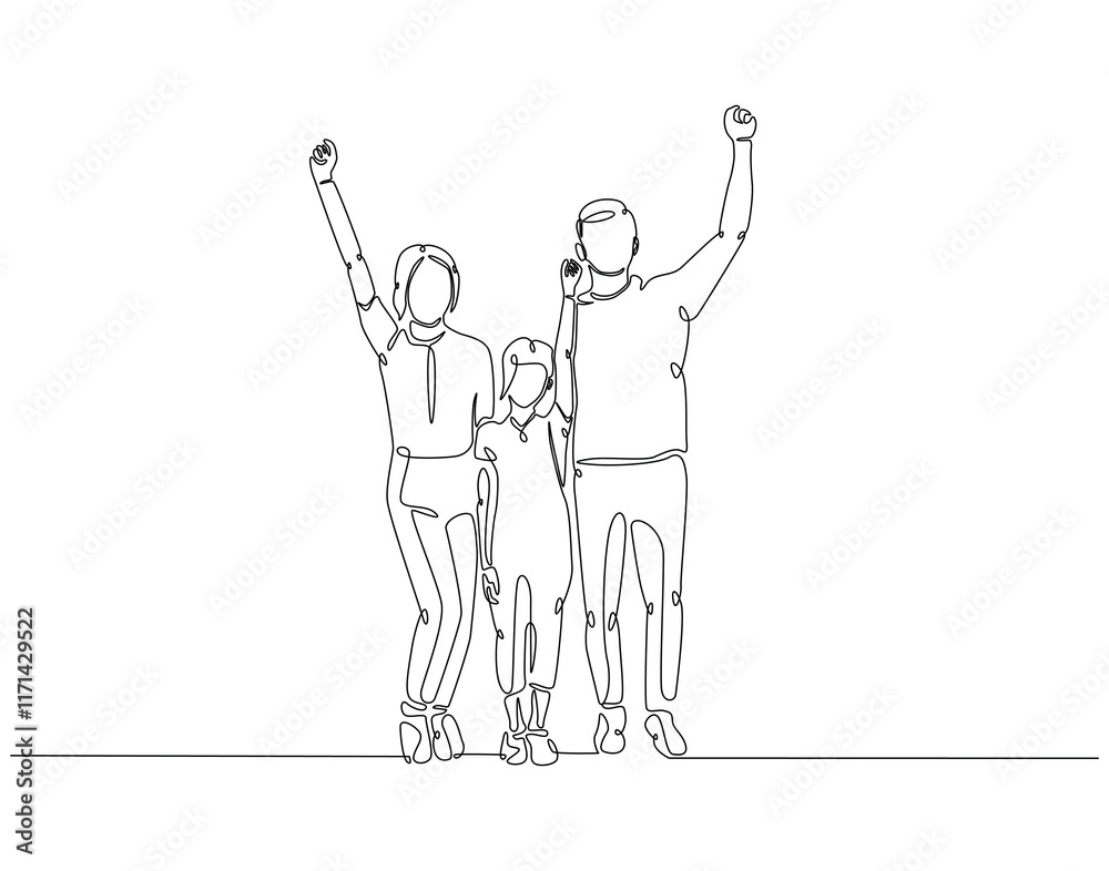 Continuous line drawing of family standing together. Single line illustration of happy family. Bonding, care, love concept. Editable outline Continuous line drawing of family standing together. Single line illustration of happy family. Bonding, care, love concept. Editable outline