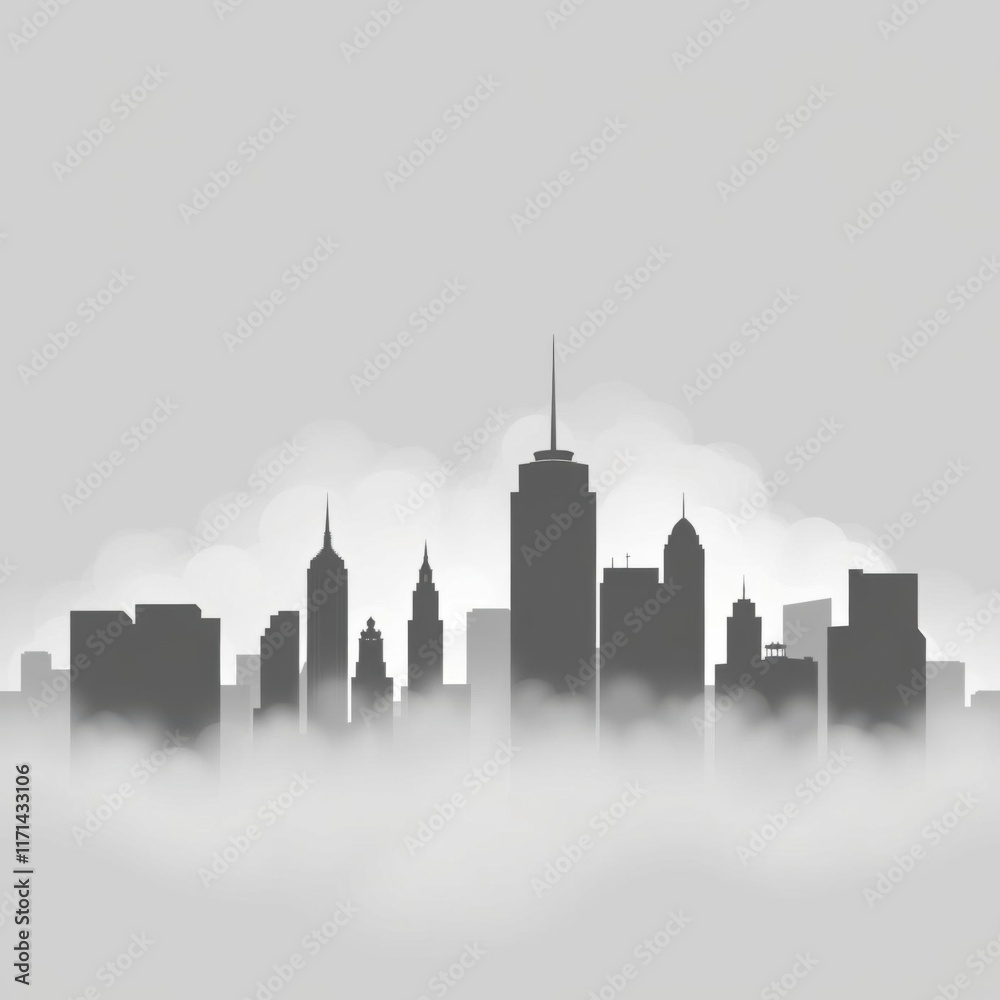 Montreal skyline view ink sketch illustration skyline silhouette