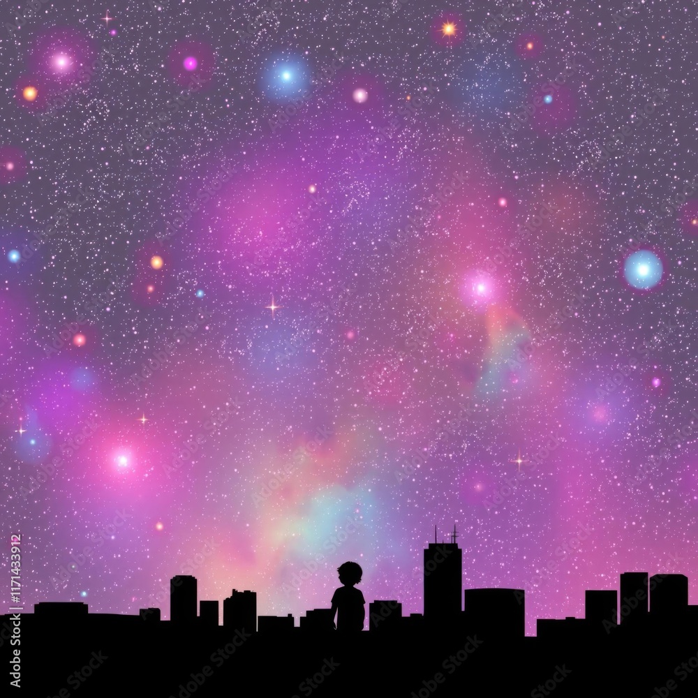 Fototapeta premium Silhouetted new york city skyline at dusk with water reflection skyline silhouette 