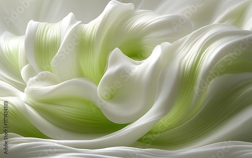 Abstract swirling white and green liquid. photo