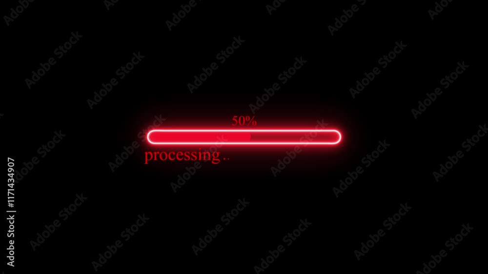4k abstract red processing bar icon animation on black background 4k abstract red processing bar icon animation on black background