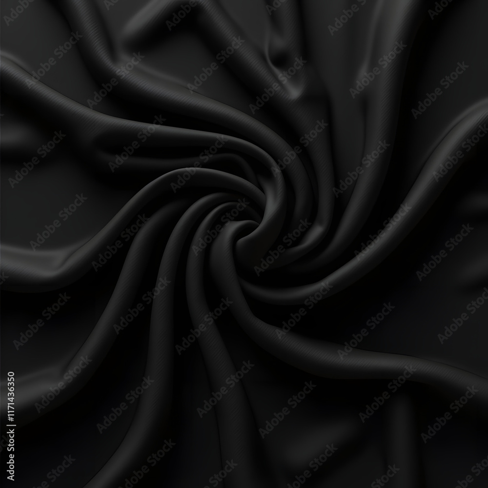 Fototapeta premium Processed collage of smooth elegant wavy deep black silk cloth fabric material texture. Background for banner, backdrop or texture for 3D mapping