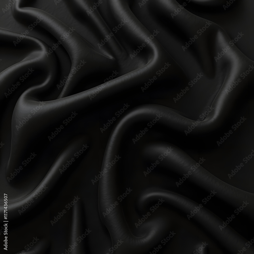 Obraz premium Processed collage of smooth elegant wavy deep black silk cloth fabric material texture. Background for banner, backdrop or texture for 3D mapping