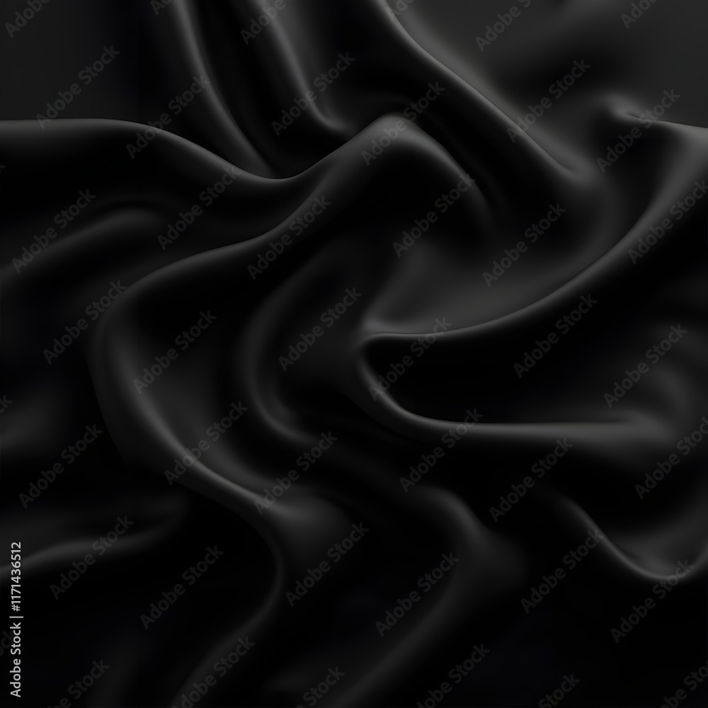 Obraz premium Processed collage of smooth elegant wavy deep black silk cloth fabric material texture. Background for banner, backdrop or texture for 3D mapping