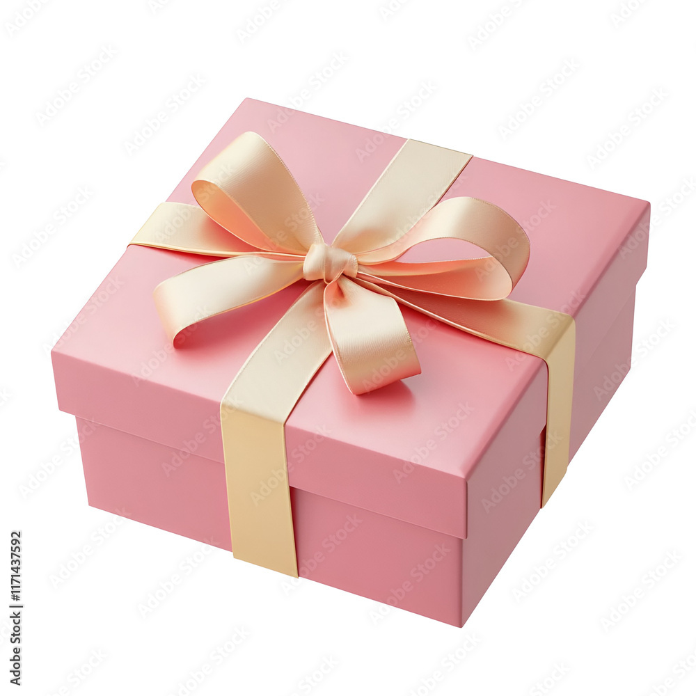 Obraz premium pink gift box with ribbon