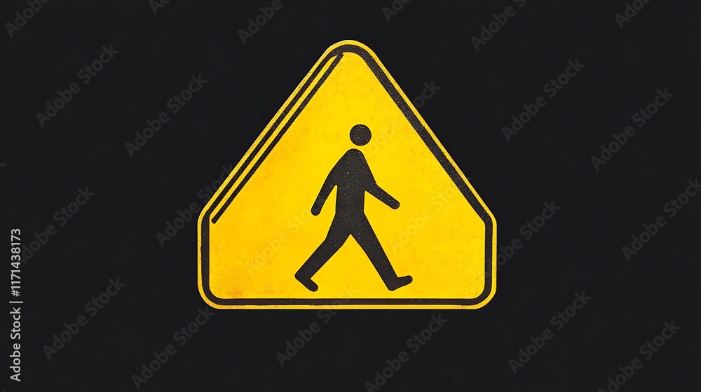 A pedestrian crossing sign on a plain black background A pedestrian crossing sign on a plain black background
