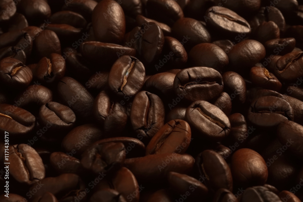Obraz premium Coffee beans with natural sheen in a rich dark brown tone
