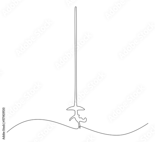 Anggar sword continuous line. Continuous one line drawing anggar sword. Sport, fight  concept. Single line drawing